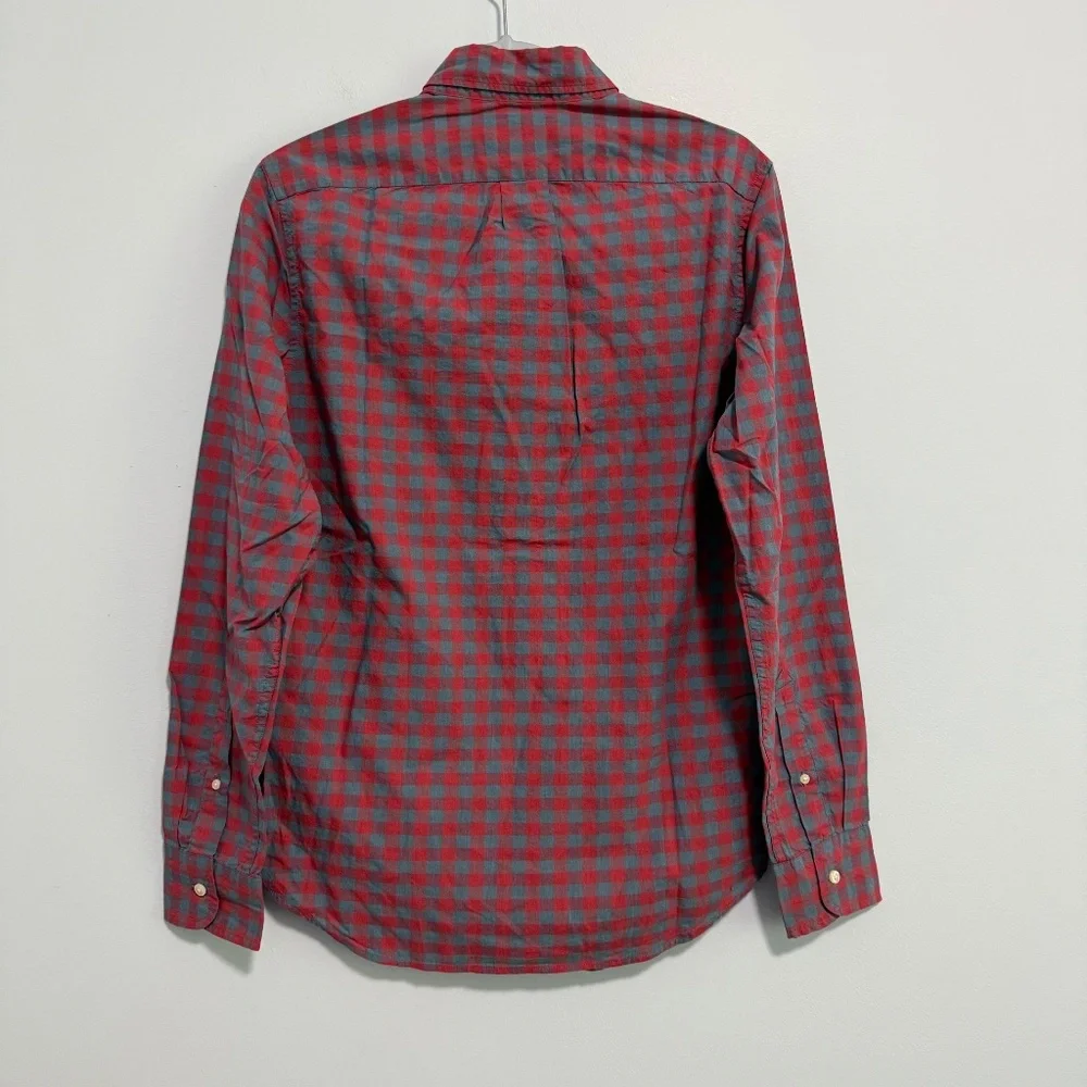 J Crew Men Organic Cotton Stretch Secret Wash Button Down Seashore Red Shirt XS‎
